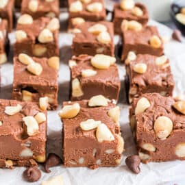 Macadamia Nut Fudge is a rich, decadent, and silky smooth chocolate treat. Add a little crunch from macadamia nuts and you have a homemade fudge worth raving about!