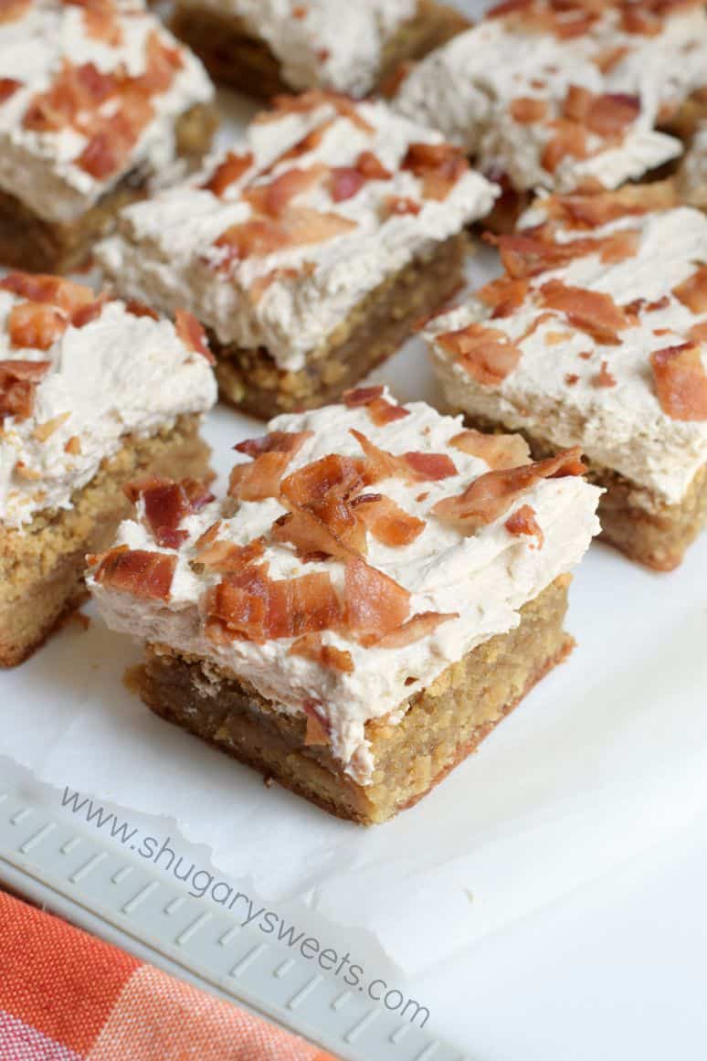 You're going to love these Maple Bacon Blondies! From the chewy blondie base, to the sweet maple frosting and salty bacon, these will be gone in no time!