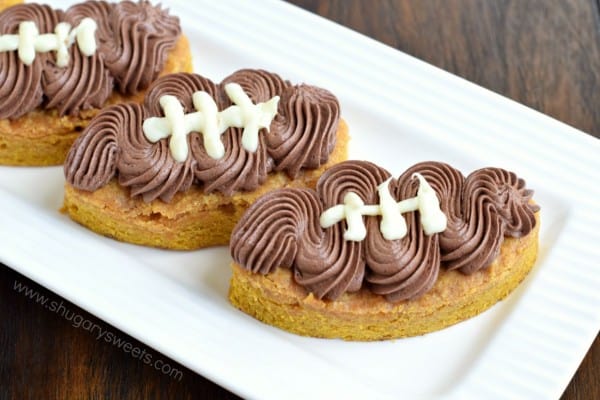 Are you ready for some FOOTBALL?? These Pumpkin Football Blondies are chewy and flavorful, with the perfect amount of chocolate frosting on top!