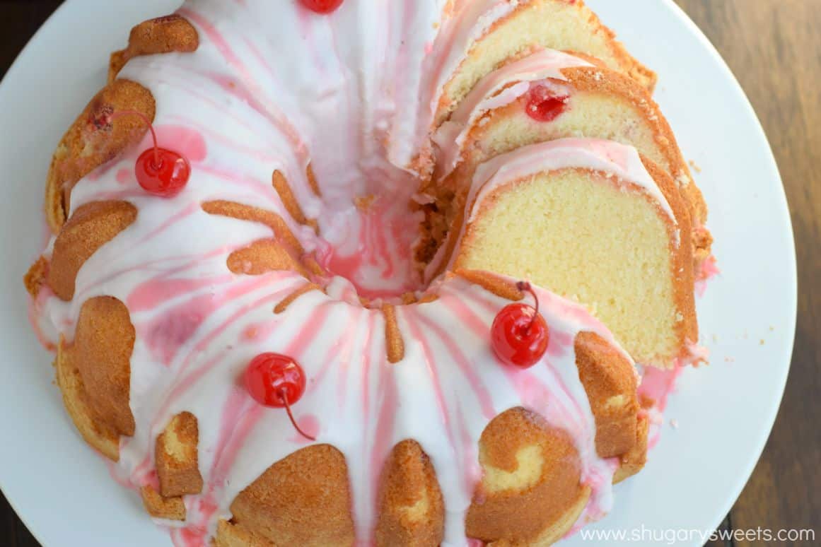 Cherry 7 Up Pound Cake is a classic, yet decadent treat. The crunchy crust with the sweet glaze makes this cake irresistible!