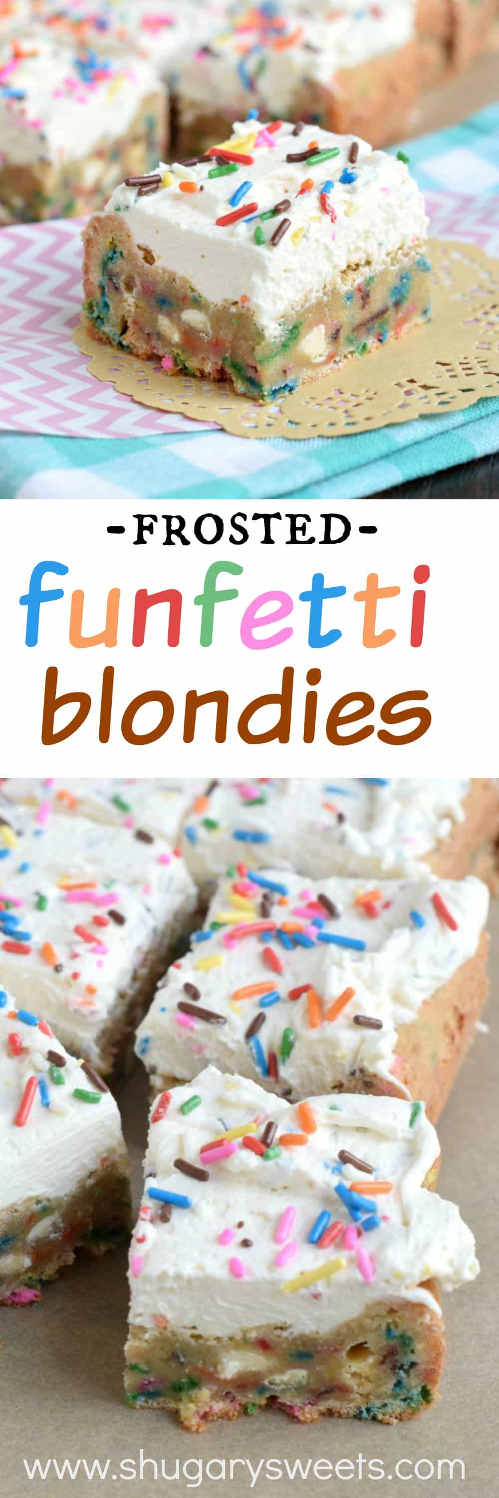 Frosted Funfetti Blondies Shugary Sweets