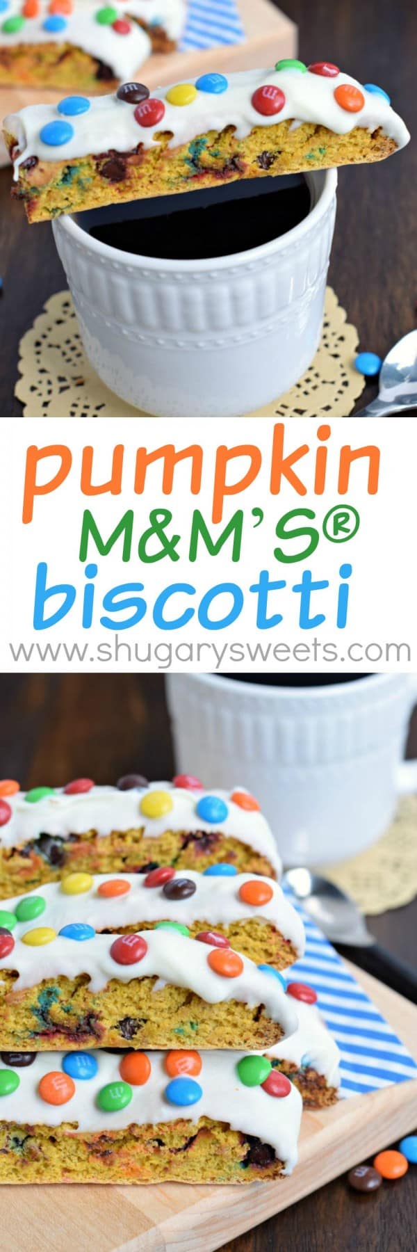 Looking for a fall snack idea? This Pumpkin M&M’S® Biscotti has the perfect crunch and tastes amazing dunked in your coffee or hot cocoa!