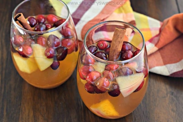 This Apple Cider Sangria is the perfect holiday beverage! Make it a day ahead of time for best flavor!