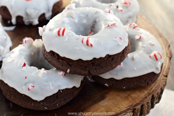 Baked Chocolate Peppermint Donuts made with BAILEYS Coffee Creamer! Super moist and decadent, these are a delicious breakfast treat for the holidays!