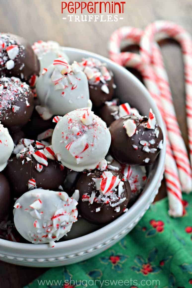 Easy Peppermint Truffles with a rich, decadent chocolate center! The perfect Christmas recipe.