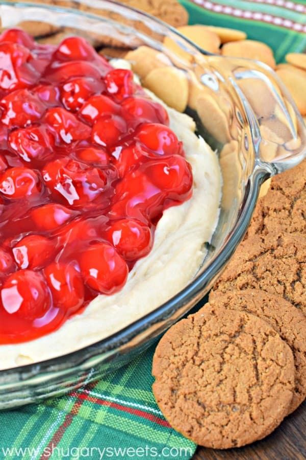 This Cherry Cheesecake Dip recipe is the perfect snack for the holidays. Serve as an appetizer or dessert, it's creamy delicious flavor will have you begging for more!