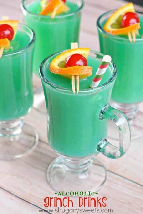 This fun and fruity alcoholic Grinch Drink is the perfect cocktail recipe for your upcoming Christmas holiday party!!
