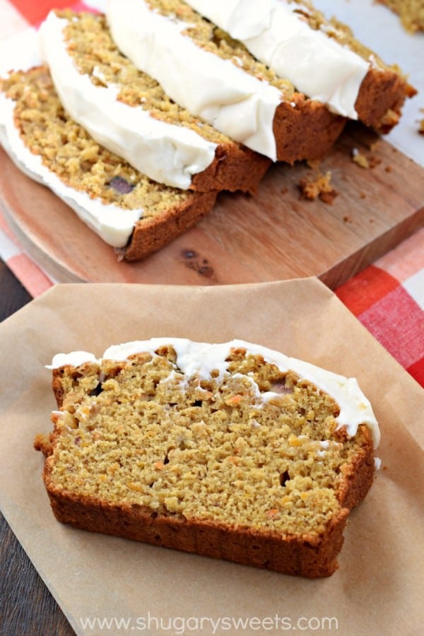 As if this Apple Banana Carrot Bread wasn't sweet enough, adding the cream cheese frosting takes this bread to a whole new delicious level!