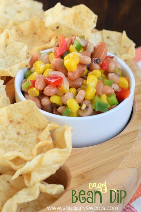 Texas cavair in a bowl served with tortilla scoops.