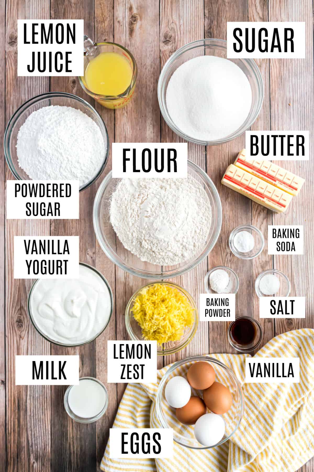 Ingredients needed for copycat starbucks lemon loaf.