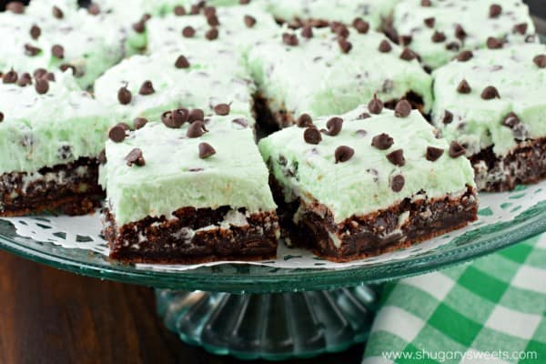 Rich and thick, these fudgy brownies are topped with a sweet mint chocolate chip buttercream frosting! Behold, the Mint Chocolate Chip Brownies recipe of your dreams!