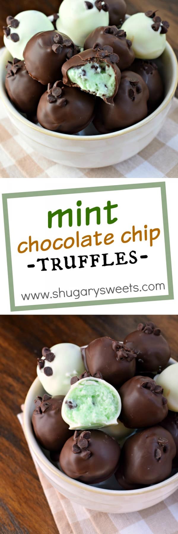 Delicious, creamy Mint Chocolate Chip Truffles recipe! So easy to make too!