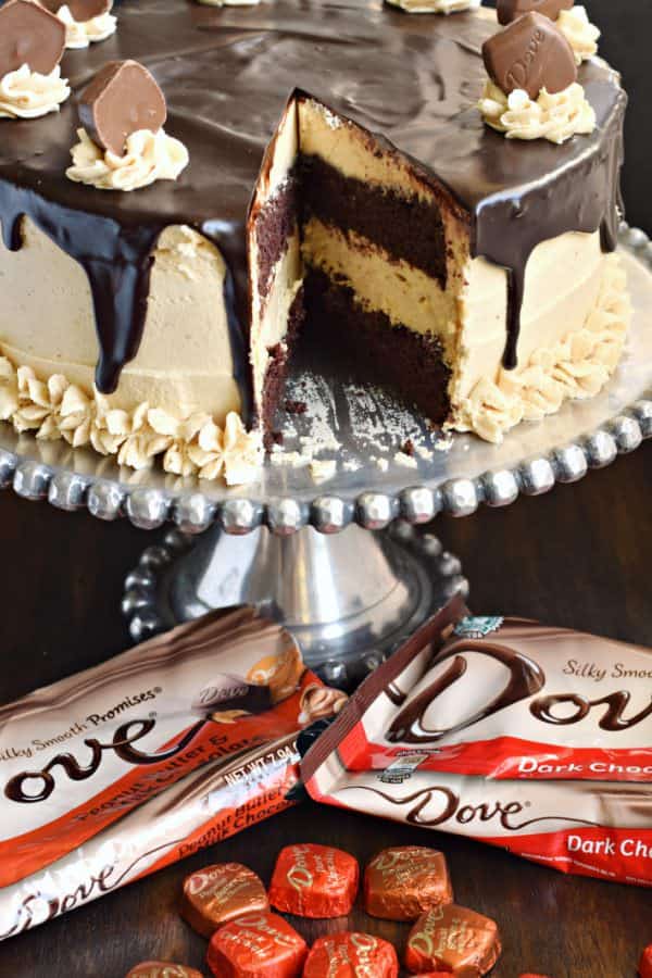 This stunning Chocolate Peanut Butter Cheesecake Cake has layers of homemade chocolate cake and peanut butter cheesecake. Topped with a creamy peanut butter frosting and dark chocolate ganache, this cake is sure to satisfy that sweet tooth!