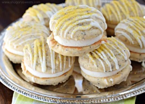 These Lemon Poppy Seed Whoopie Pies are a soft and chewy cookie with a sweet and tangy citrus filling! Your tastebuds are going to sing!