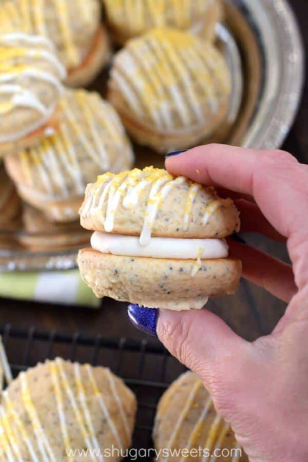 These Lemon Poppy Seed Whoopie Pies are a soft and chewy cookie with a sweet and tangy citrus filling! Your tastebuds are going to sing!