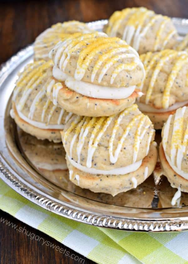 These Lemon Poppy Seed Whoopie Pies are a soft and chewy cookie with a sweet and tangy citrus filling! Your tastebuds are going to sing!