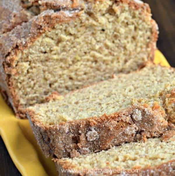Take your classic banana bread recipe to the next level! This Snickerdoodle Banana Bread has a crunchy top coating of cinnamon and sugar, a real crowd pleaser!