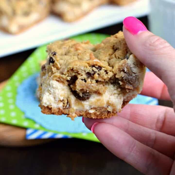 Oatmeal Raisin Cookie Cheesecake Bars