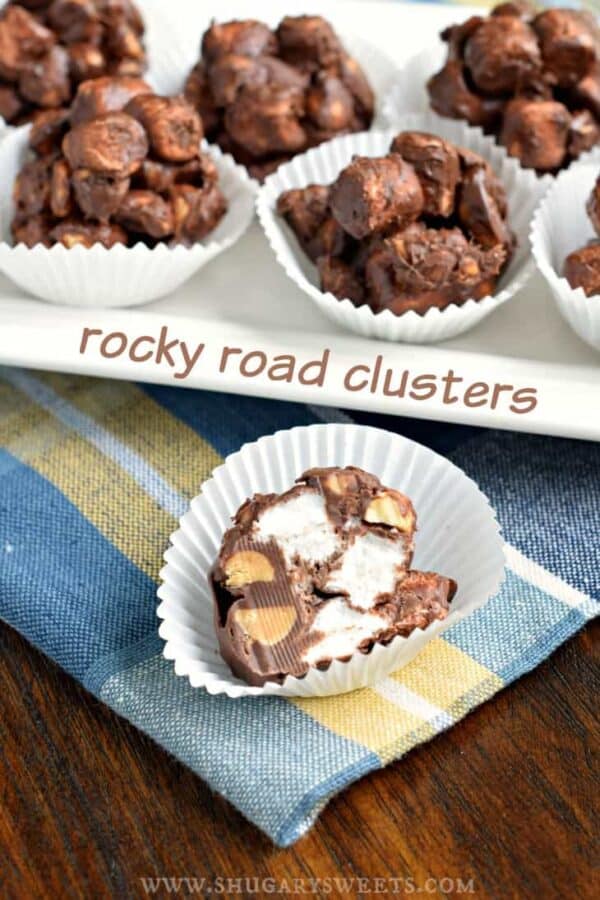 Rocky Road Clusters combine chocolate, marshmallows, and peanuts for one amazing candy. Cravings, solved!