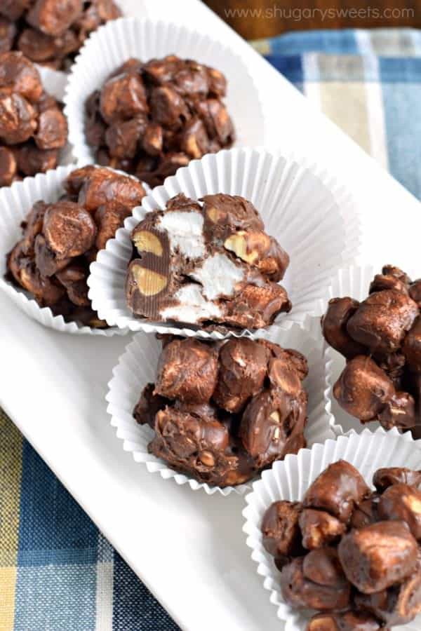 Rocky Road Clusters combine chocolate, marshmallows, and peanuts for one amazing candy. Cravings, solved!