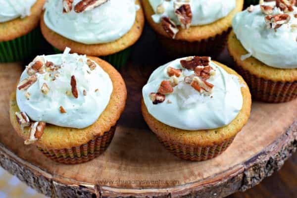 You're going to LOVE these Watergate Cupcakes! Extremely nutty and moist thanks to pistachio pudding and pecans. Topped with a sweet, light whipped frosting, which is perfect for summer!