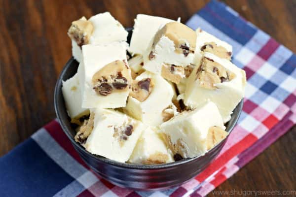 Easy and delicious, White Chocolate Cookie Dough Fudge is the dessert you've been waiting for! Packed with chunks of cookie dough, what's not to love?