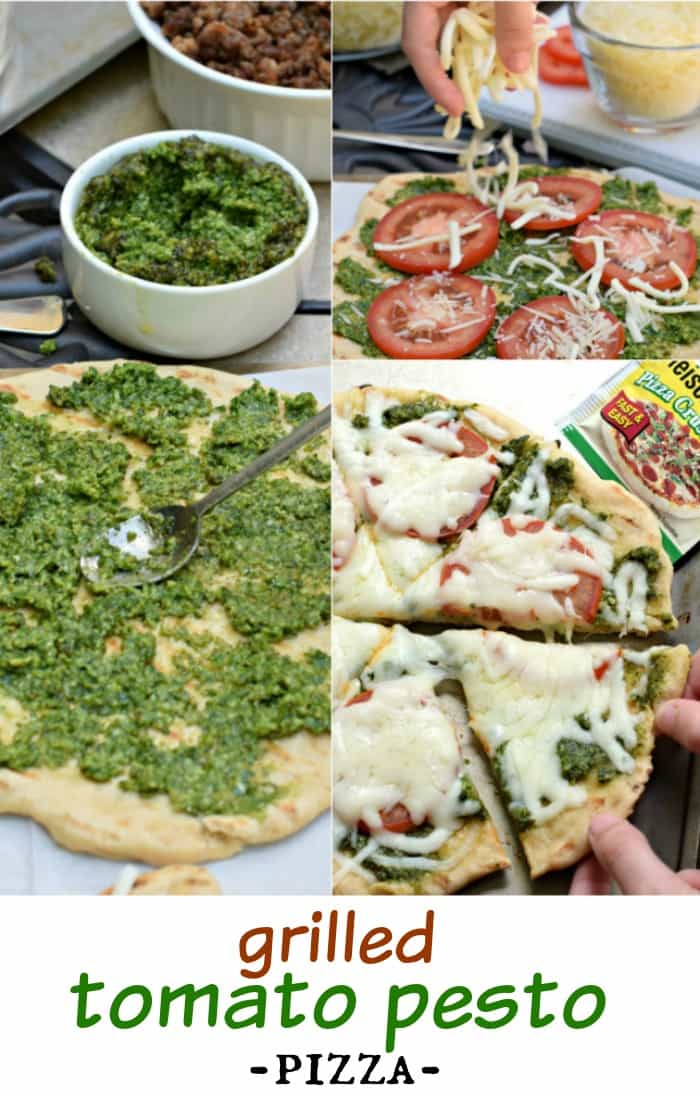 Make your next pizza on the grill with this delicious Tomato Pesto Pizza recipe (includes the perfect crust recipe too)!