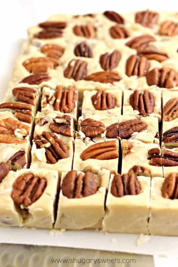 These sweet Butter Pecan Fudge is just like you would get on a vacation. Creamy, buttery flavor that melts in your mouth and finishes with the crunch of pecans!