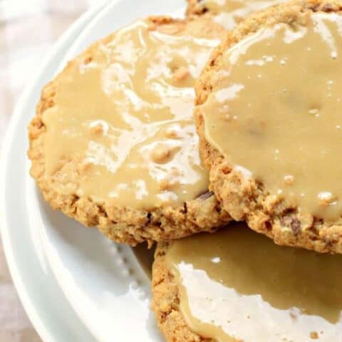 Iced Caramel Toffee Oatmeal Cookies