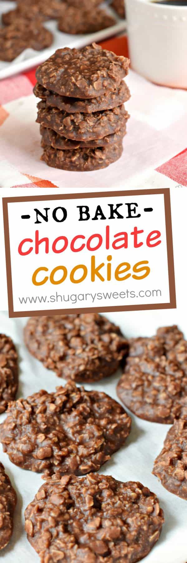 Easy recipe for No Bake Chocolate Cookies! The peanut butter with chocolate and oats gives these cookies so much flavor!