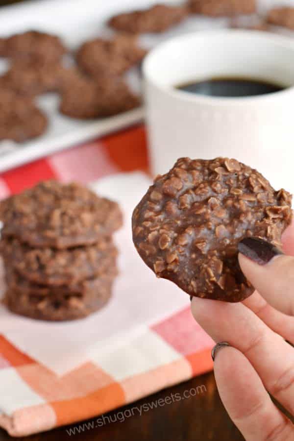 Easy recipe for No Bake Chocolate Cookies! The peanut butter with chocolate and oats gives these cookies so much flavor!