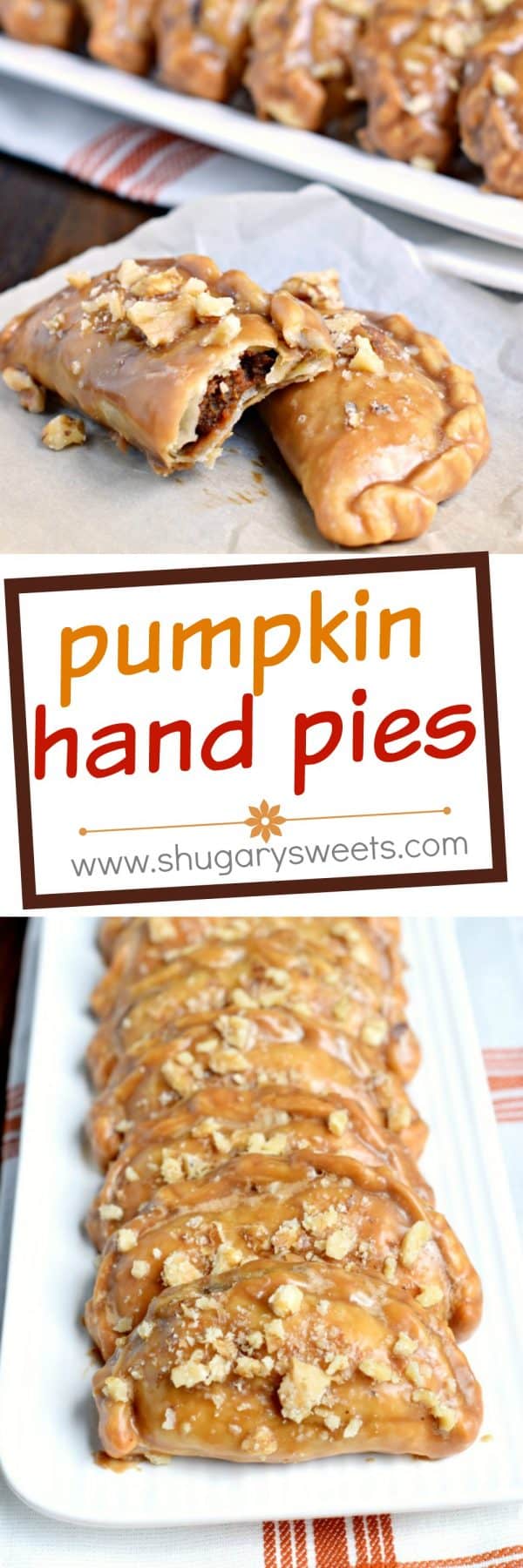 These Pumpkin Hand Pies are the perfect fall treat! The flaky crust and nutty pumpkin pie filling are the perfect combo in a hand pie, plus they’ve got a wonderful maple walnut glaze!
