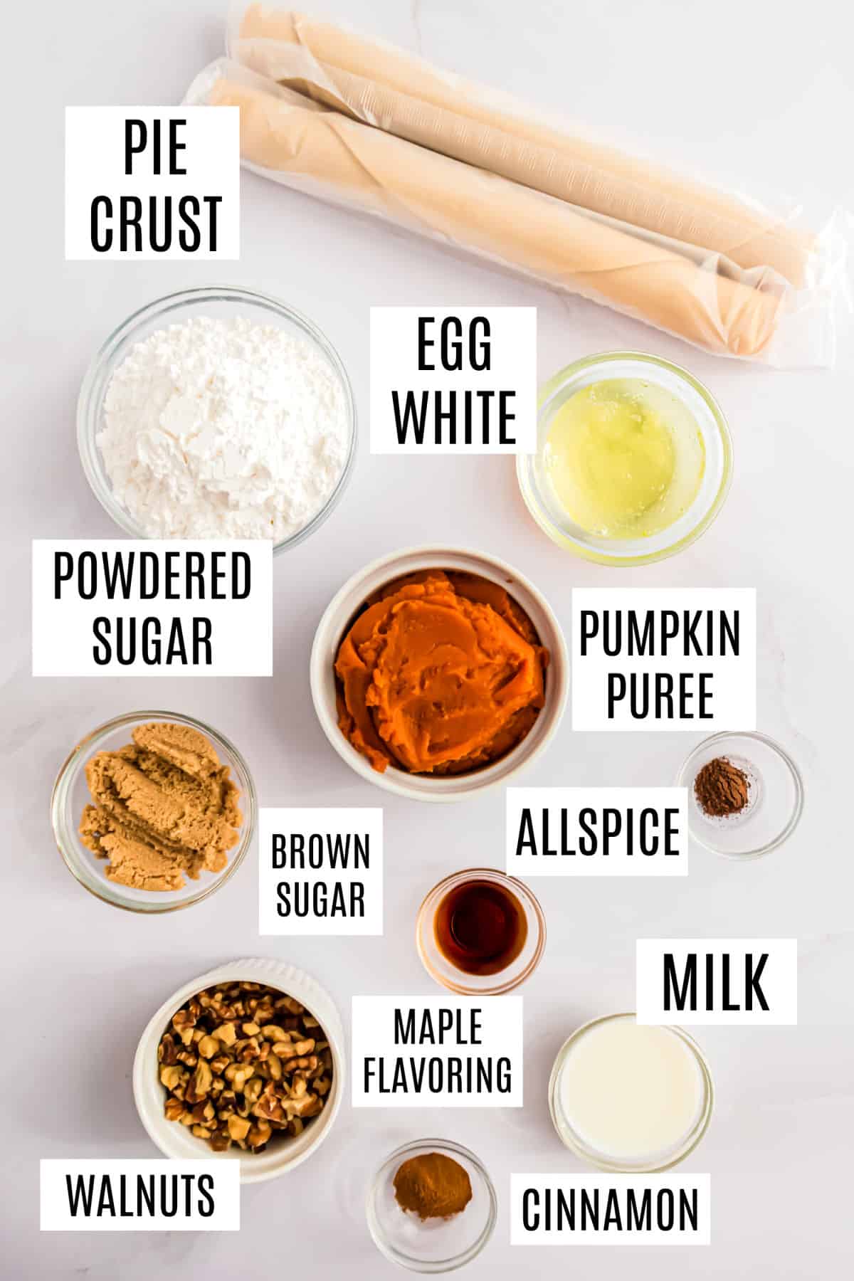 Ingredients needed to make pumpkin hand pies.