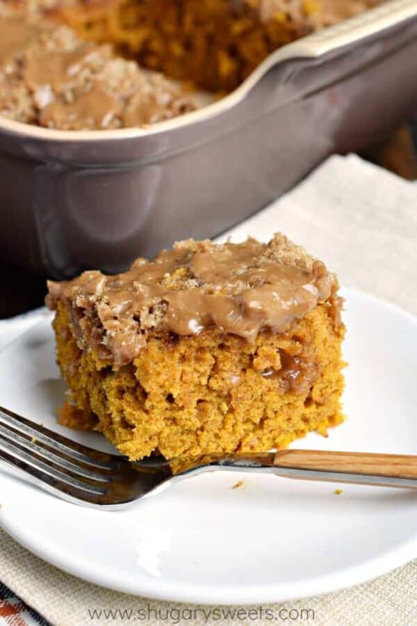 Pumpkin Streusel Coffee Cake with Maple Glaze is the perfect fall treat. Whether for breakfast or dessert, indulge in this delicious recipe today!