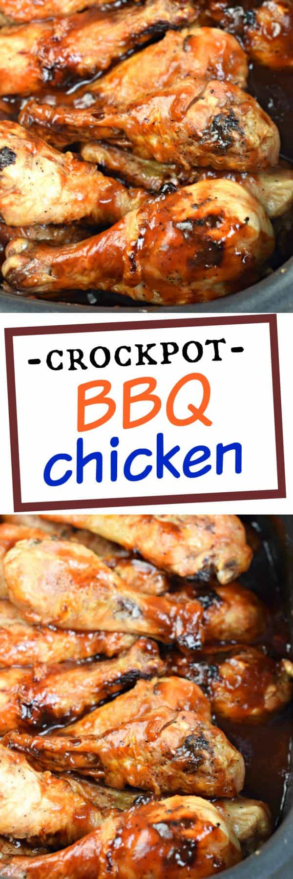 Make juicy, sweet and tangy chicken in your crockpot with this easy Slow Cooker BBQ Chicken recipe!