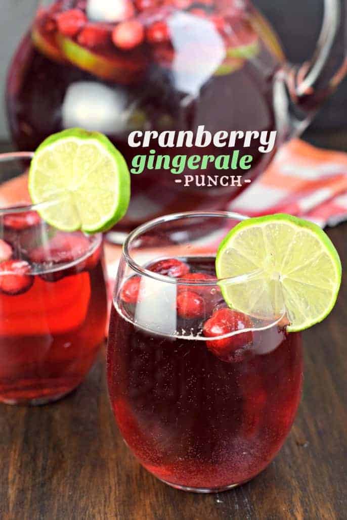 Cranberry Ginger Ale Punch that can be made boozy or not. It’s great for grown-ups and kids alike!