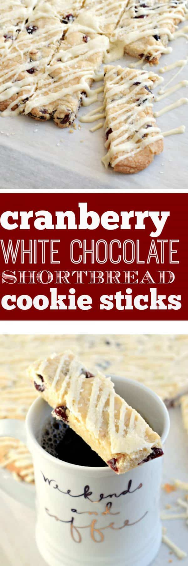 Get festive with these Cranberry White Chocolate Shortbread Cookie Sticks. Melt in your mouth delicious! You may need to double the recipe, these go fast!