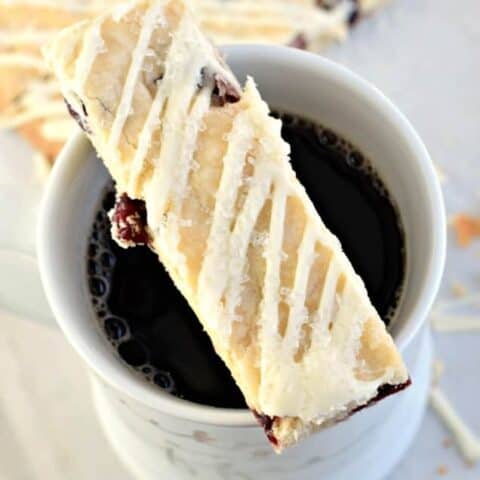 Cranberry White Chocolate Shortbread Cookie Sticks