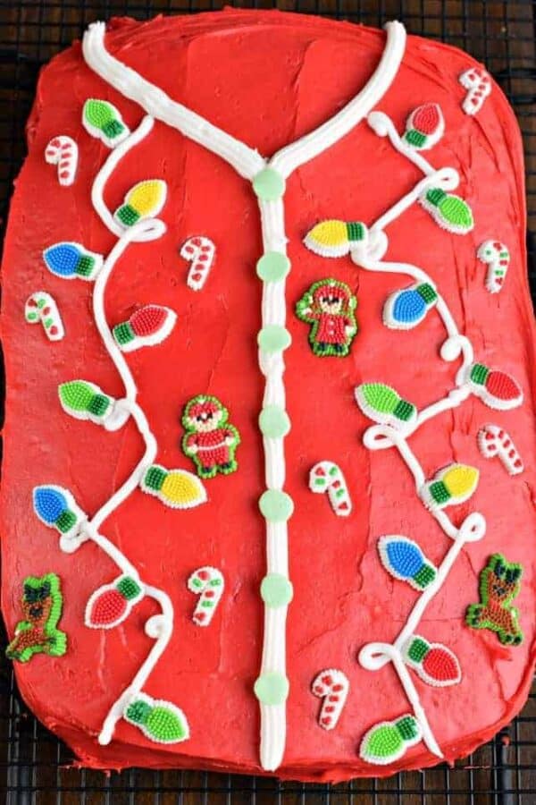 Make an entrance at your next holiday party with this easy Ugly Sweater Cake!