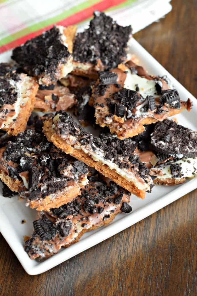 Oreo Toffee is a sweet and scrumptious snack! This is one party dessert everyone will devour!