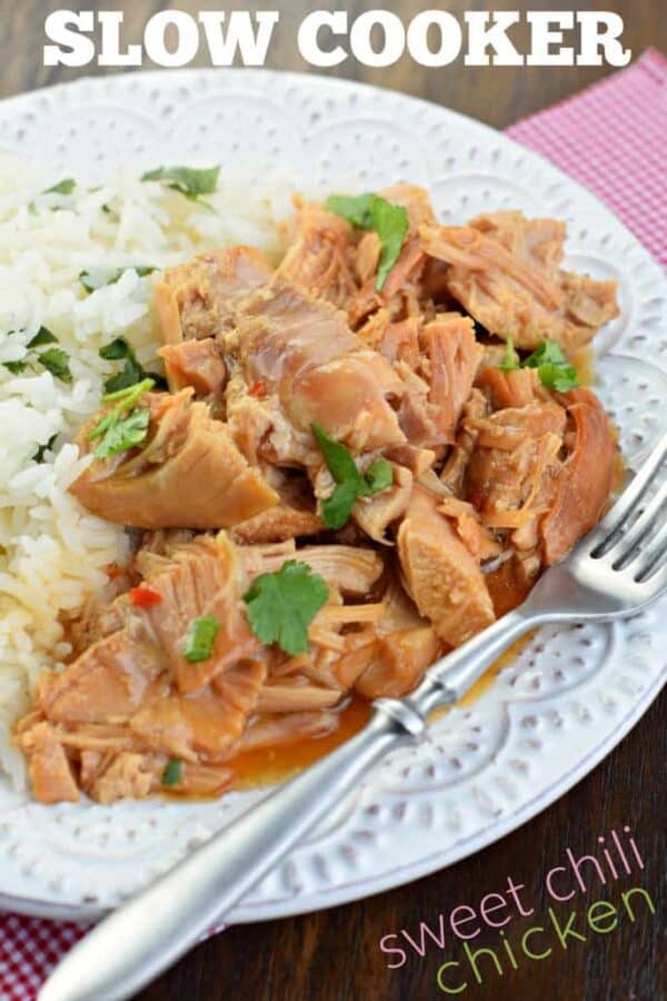 This Slow Cooker Sweet Chili Chicken has a sweet and tangy flavor that your family will love! Dust off your crockpot and get cooking!