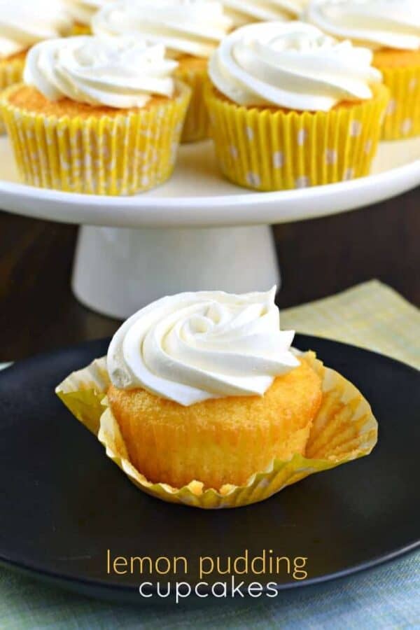 Incredibly easy, these Lemon Pudding Cupcakes are moist and delicious! Topped with a creamy, light lemon frosting, you'll love to sink your teeth into one of these cupcakes!
