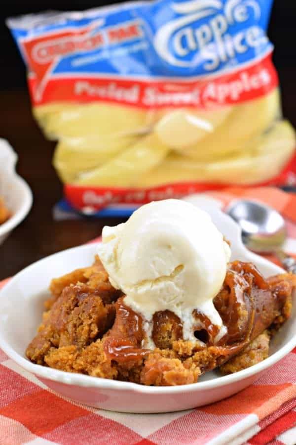 This Slow Cooker Apple Cake is as easy as tossing a few ingredients into your crockpot and letting it do it's thing! Top it with a big scoop of ice cream and serve warm!