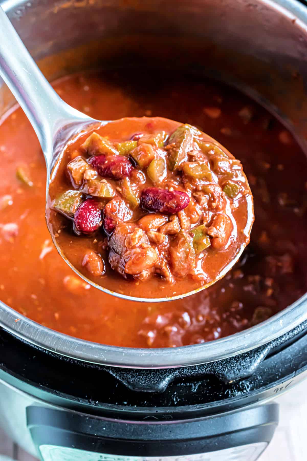 Vegetarian chili made in the Instant Pot.