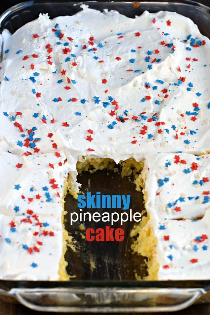 Easy and delicious, this 3 ingredient Skinny Pineapple Cake recipe is the perfect, guilt free, treat!