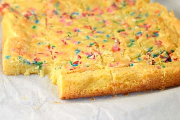White Chocolate Brownies are delicious, gooey treats with the same texture as a brownie! Add a few sprinkles for color and fun!