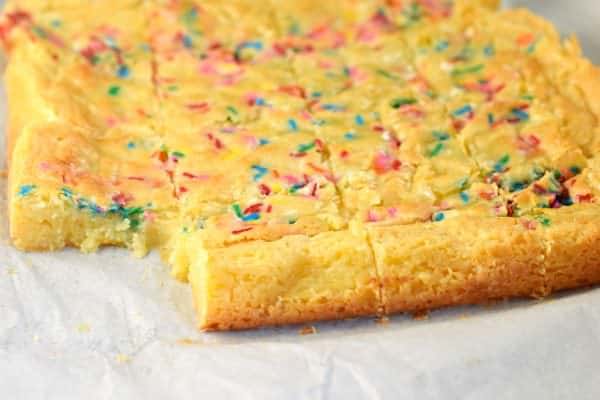White Chocolate Brownies are delicious, gooey treats with the same texture as a brownie! Add a few sprinkles for color and fun!