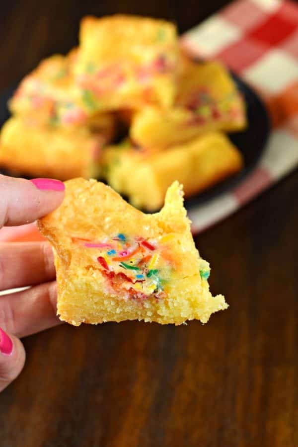 White Chocolate Brownies are delicious, gooey treats with the same texture as a brownie! Add a few sprinkles for color and fun!