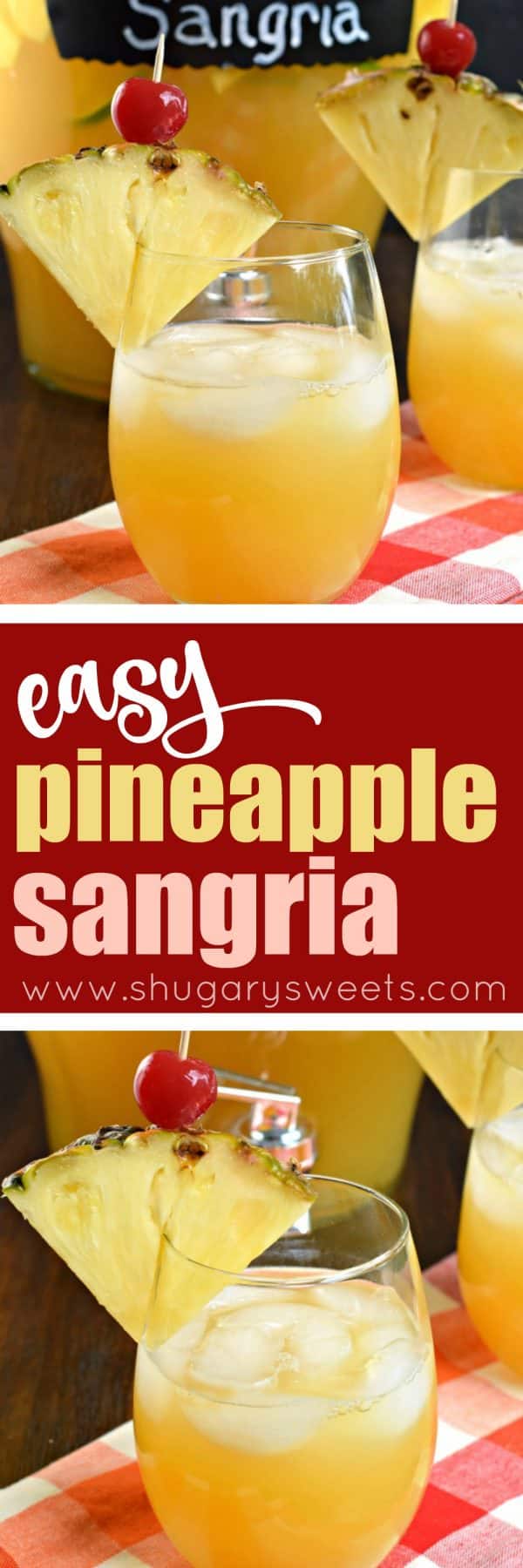 Pineapple Sangria is the perfect, refreshing summer drink! Packed with fruit, juice, and alcohol, you should whip up a batch today!