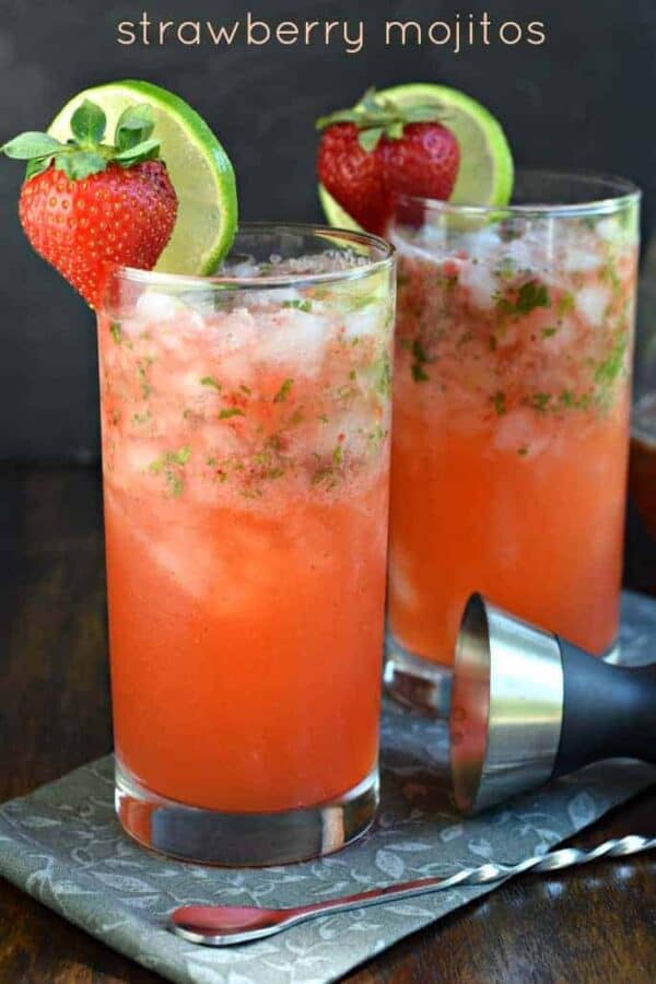 Serve up some Strawberry Mojitos at your next party and get rave reviews! Everyone will love this fruity, minty drink recipe!